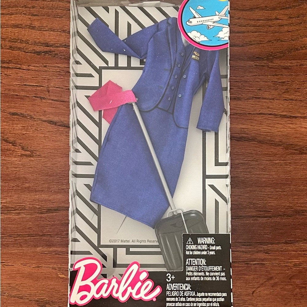 Barbie Flight Attendant Outfit Travel Stewardess Uniform Dress Luggage Mattel
